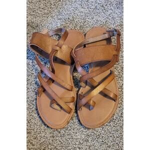 Francesca's Tan Strappy Sandals Size 7